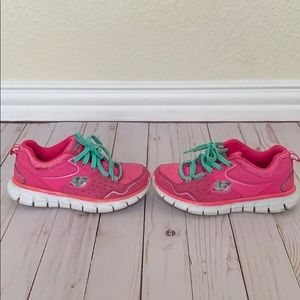 Pink Skechers tennis shoes for girls